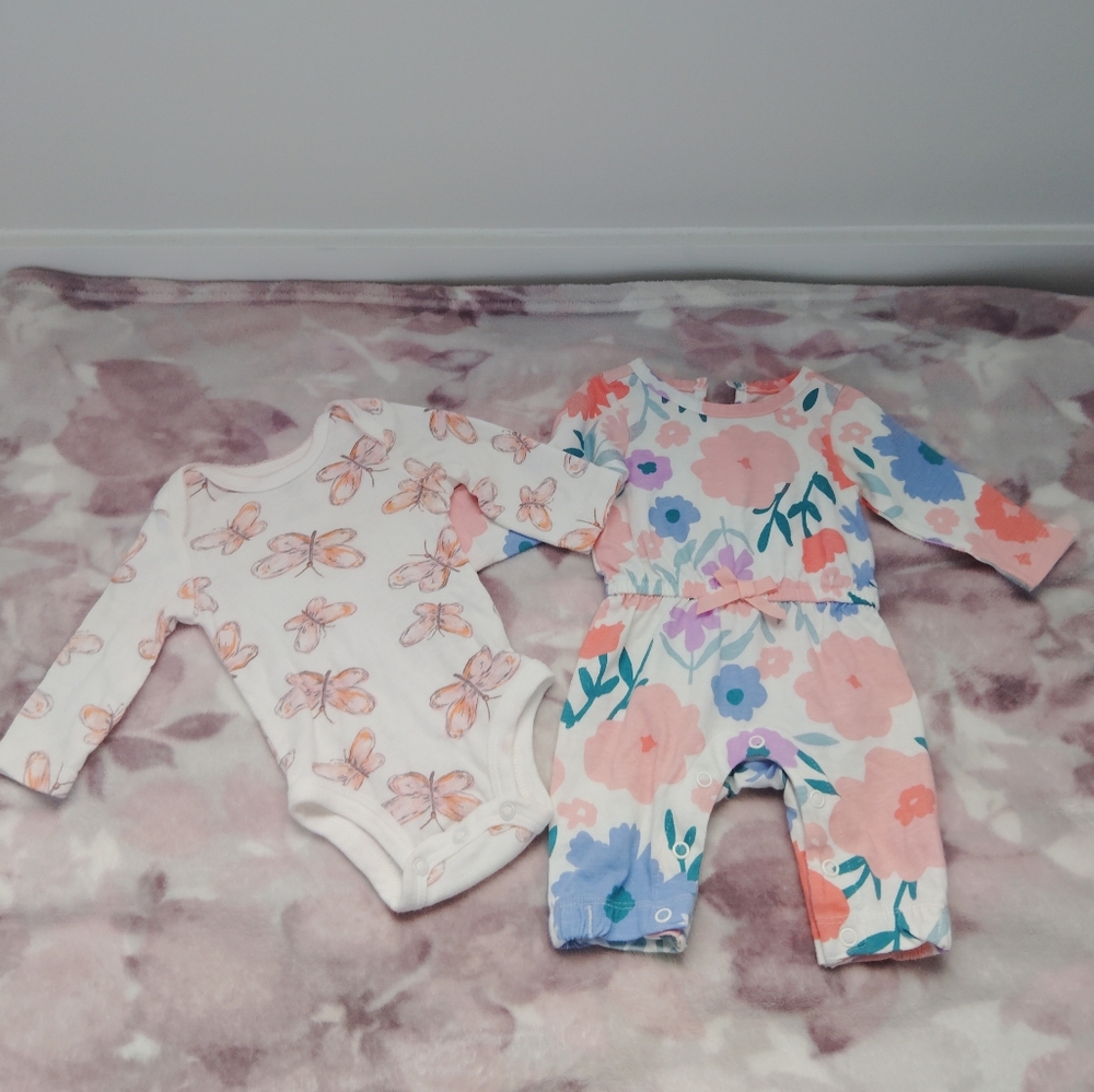 Bundle Of 2 Carter's Baby Girl Onesie